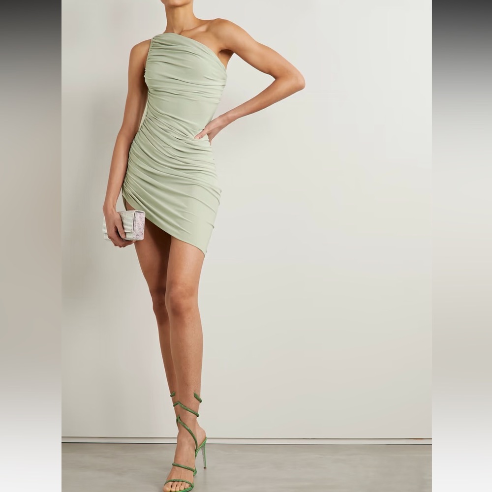 Norma Kamali - Pickleball Diana one-shoulder ruched mini dress Size Small
